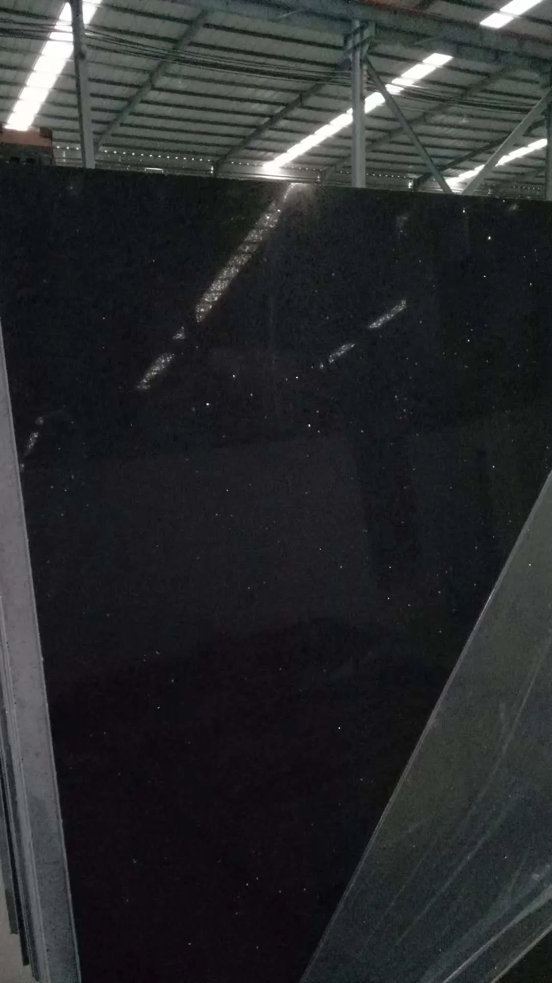 Sparkling Black/Crystal Black/Black Galaxy Quartz Stone Slab