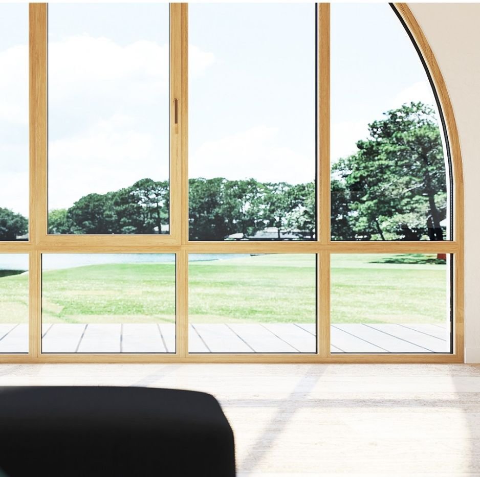 Leawod Solid Wood Aluminium Casement Windows for Living Room