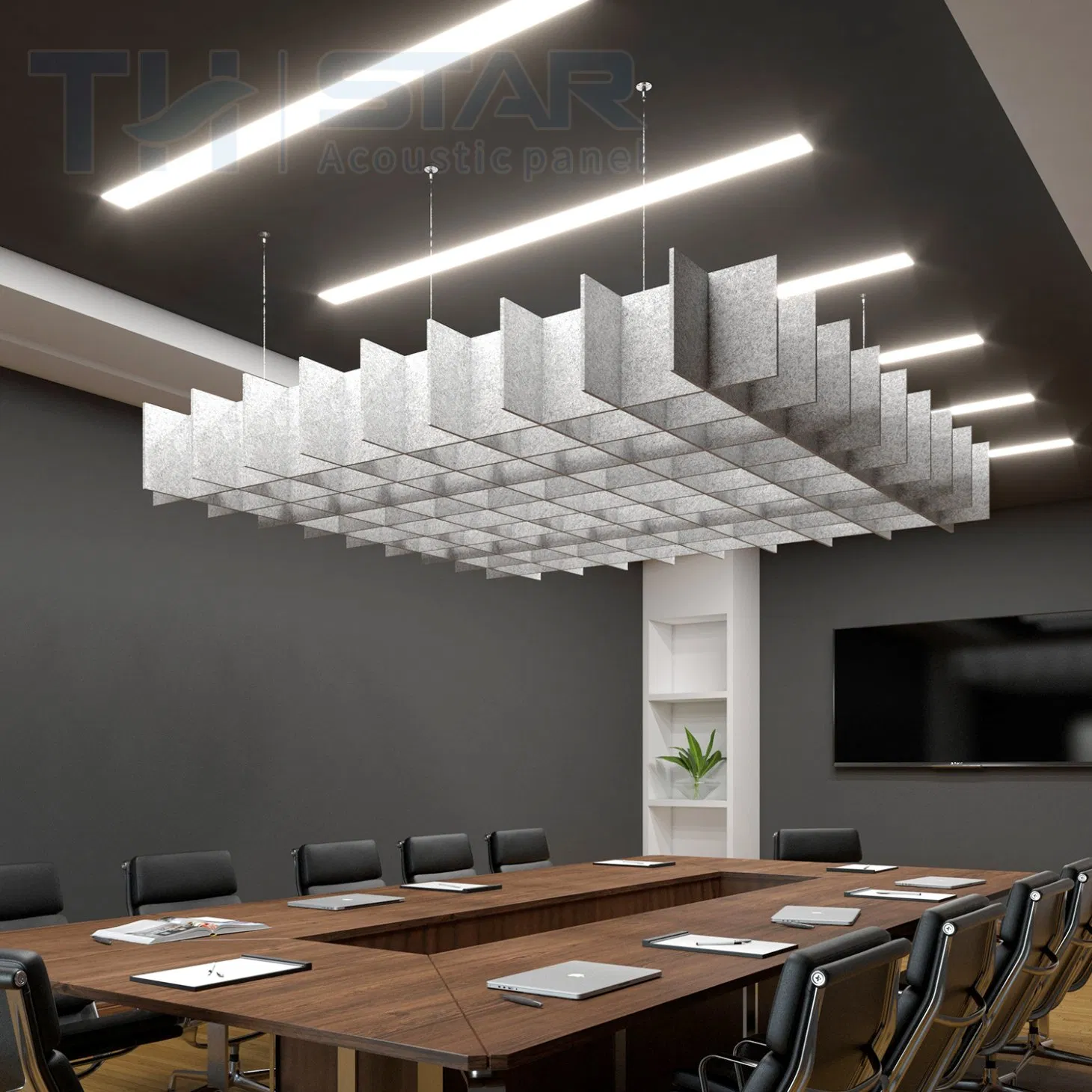 Polyester Baffle Eco-Friendly Polyester Acoustic Panel Ceiling Tiles Baffle Acoustic