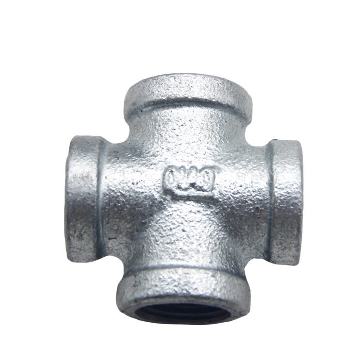 High Quality 3/4 Inch Malleable Iron 4 Way Pipe Fittings Cross Gi Banded BS NPT Thread Pipe Fitting