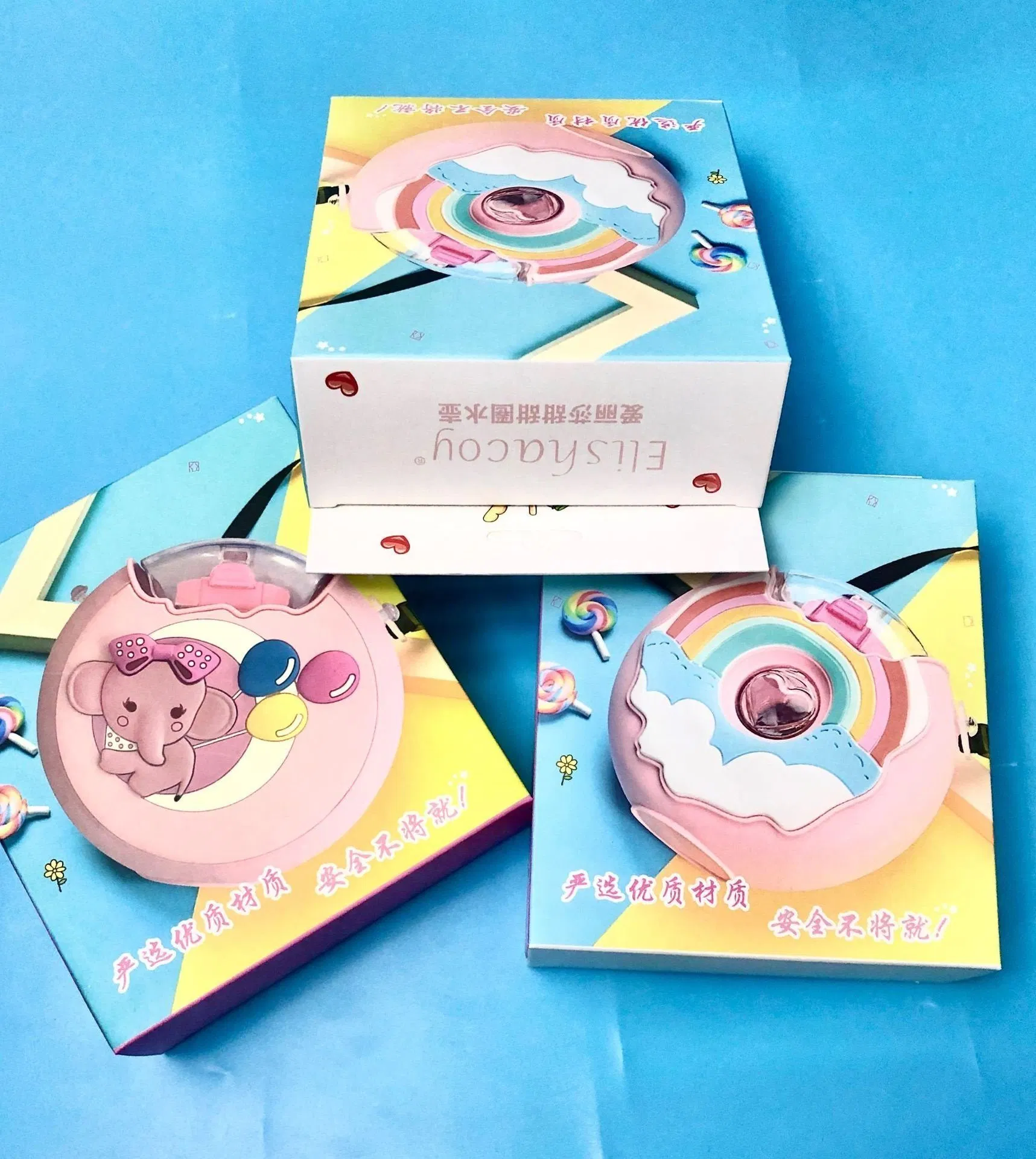 Детская бутылка для воды в форме пончика с трубочкой