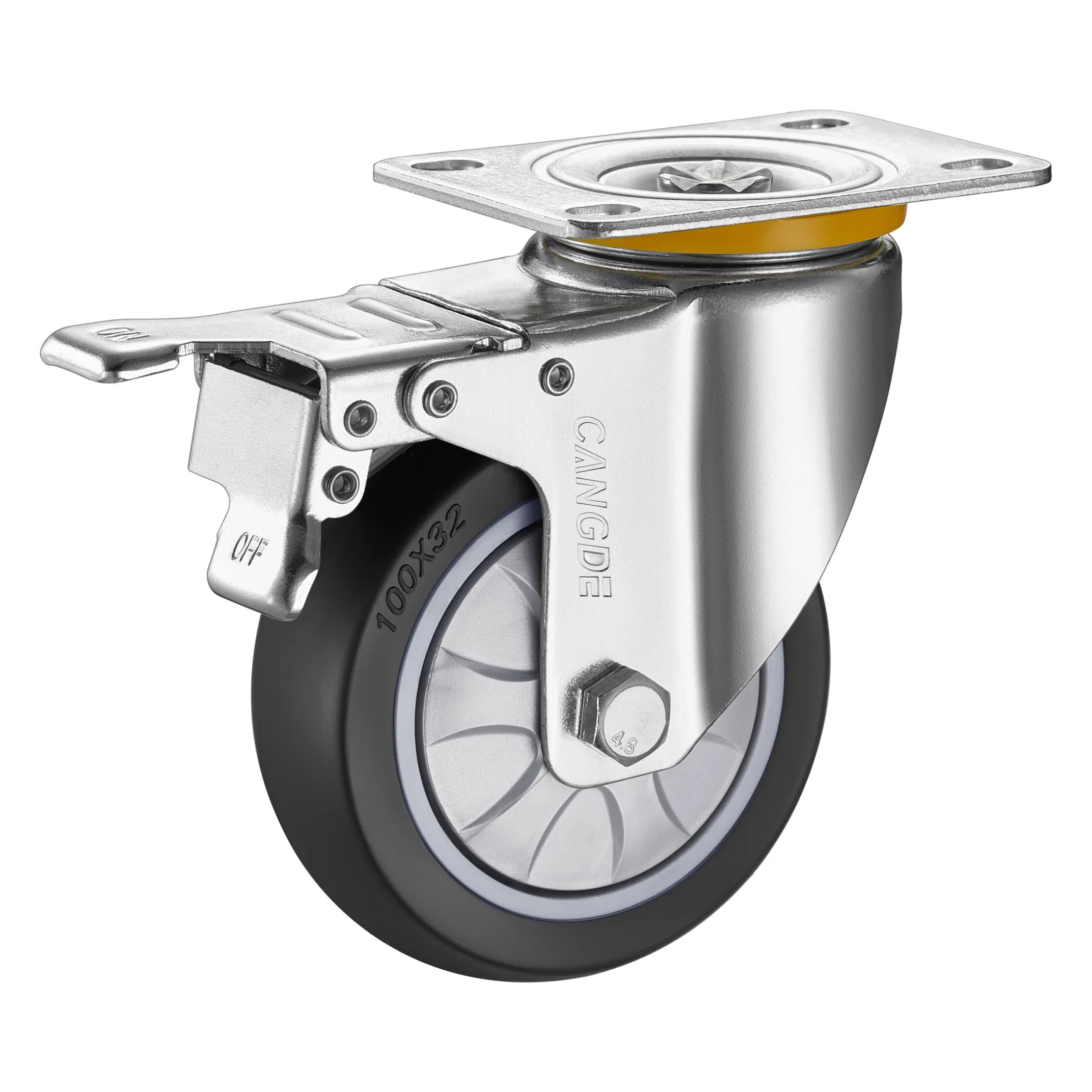 Thread Stem Swivel TPR Caster Quiet Castor Wheel for Hard Floor Casters Bolt Hole Castor Wheel