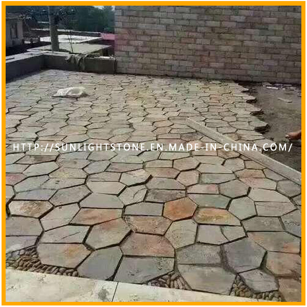 Exterior Natural Stone Pavement Rustic/Rusty Slate Walkway Flagstone for Garden
