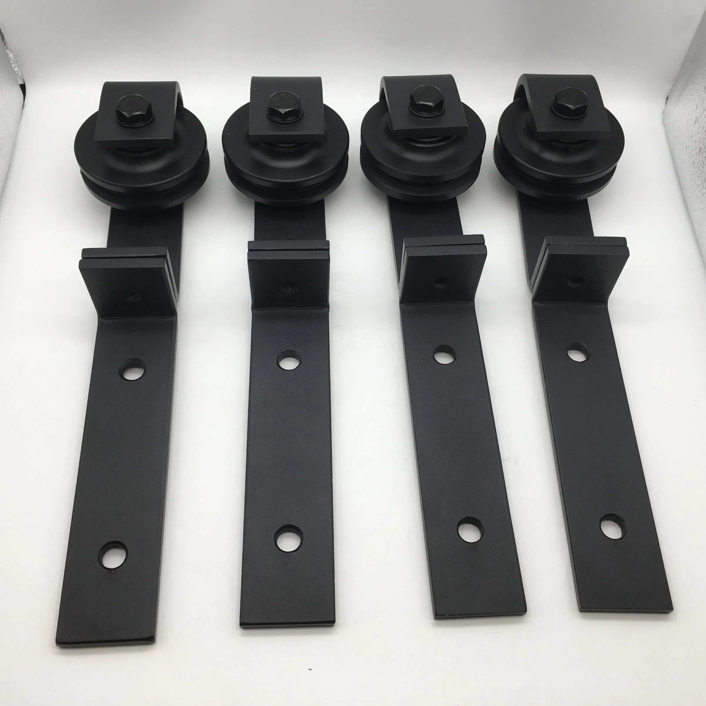 Top Mount Roller Bifold Sliding Barn Door Hardware Kit Black Flat Track Modern