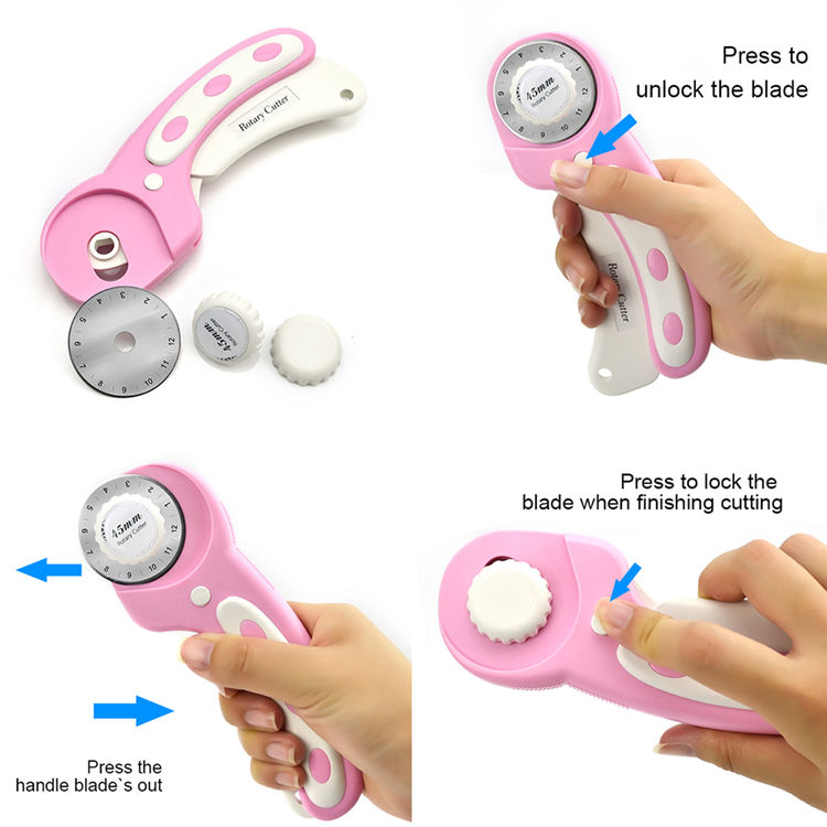 45mm Rotary Fabric Blade Cutting Tool with Ergonomic Handle and Safety Lock