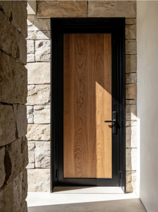 Solid and Durable Metal-Framed Wooden Door