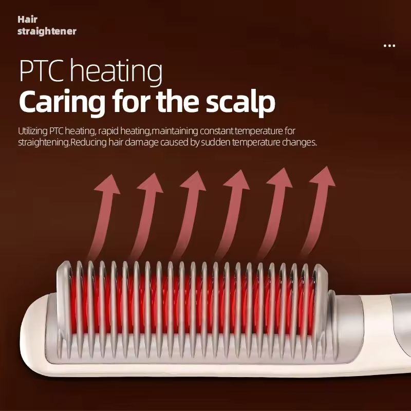 2-in-1 Professional Round Electric Rotating Portable Hot Heat Air Hair Dryer Brush Straightener Comb Blowout Brush