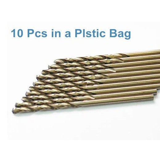 1/4, 1/8, , 3/16, 5/32, 7/32, 9/32, 9/64, 11/64, 13/64, 15/64, 17/64in. X 4 in. HSS Cobalt Drill Bits Straight Shank Metal Drill