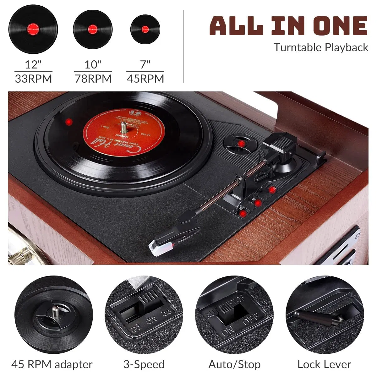 Винтажный проигрыватель винила Cp65 с USB/SD и FM-радио
