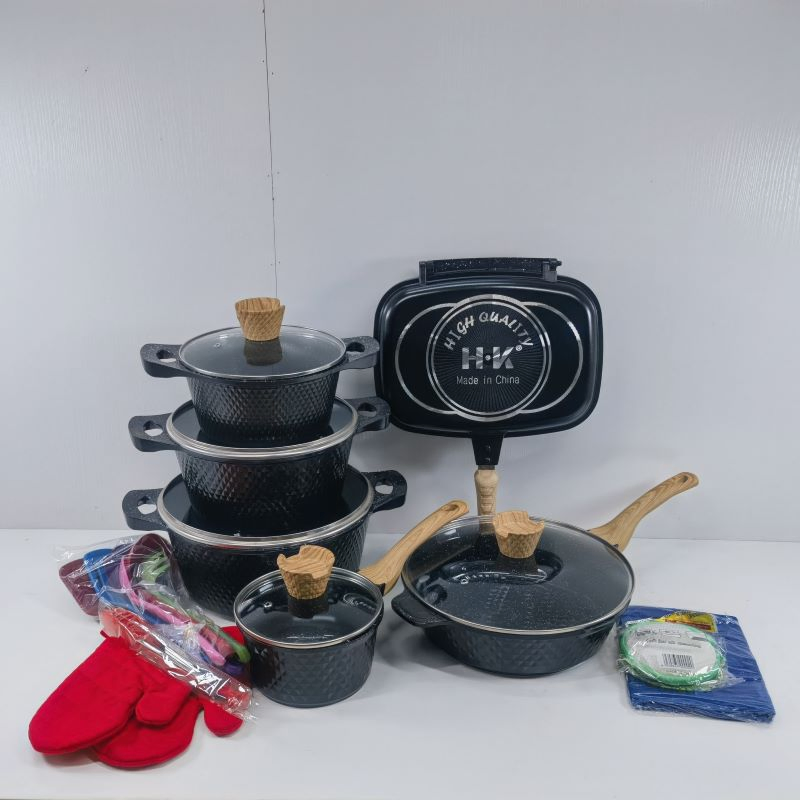 Manufacturer 23PCS Aluminum Pots and Pan Set Non Stick Sauce Pans Grill Frying Pan Ceramic Kitchenware Sets