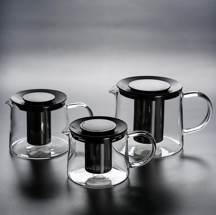 Square Electric Kettle Pyrex High Borosilicate Glass Teapot Handmade Infuser Tea Pots to Boil Water with Stainless Steel Filter Silicone Lid