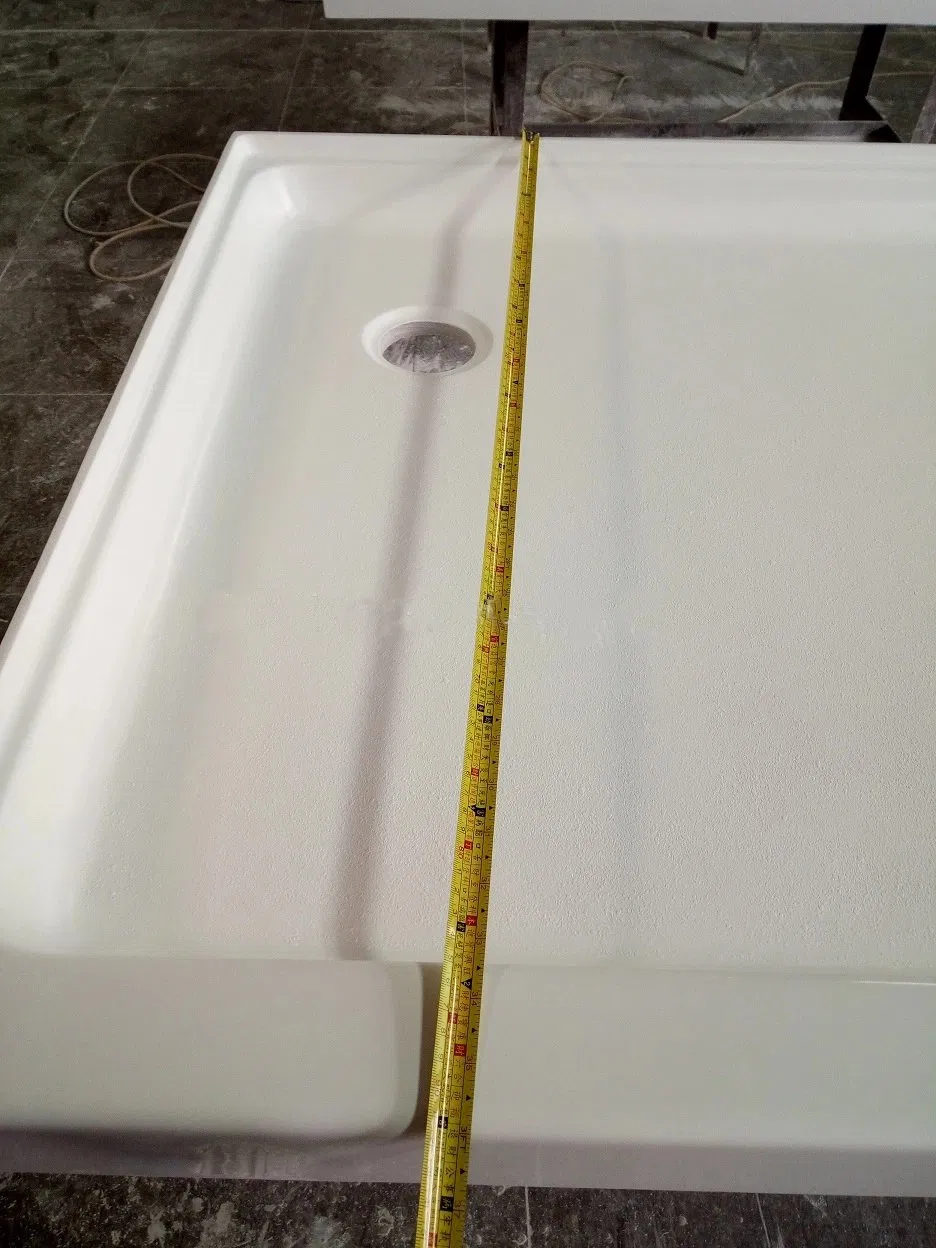 36 X 60 Corner Drain Shower Pan White Cultured Marble Shower Base for Bathroom