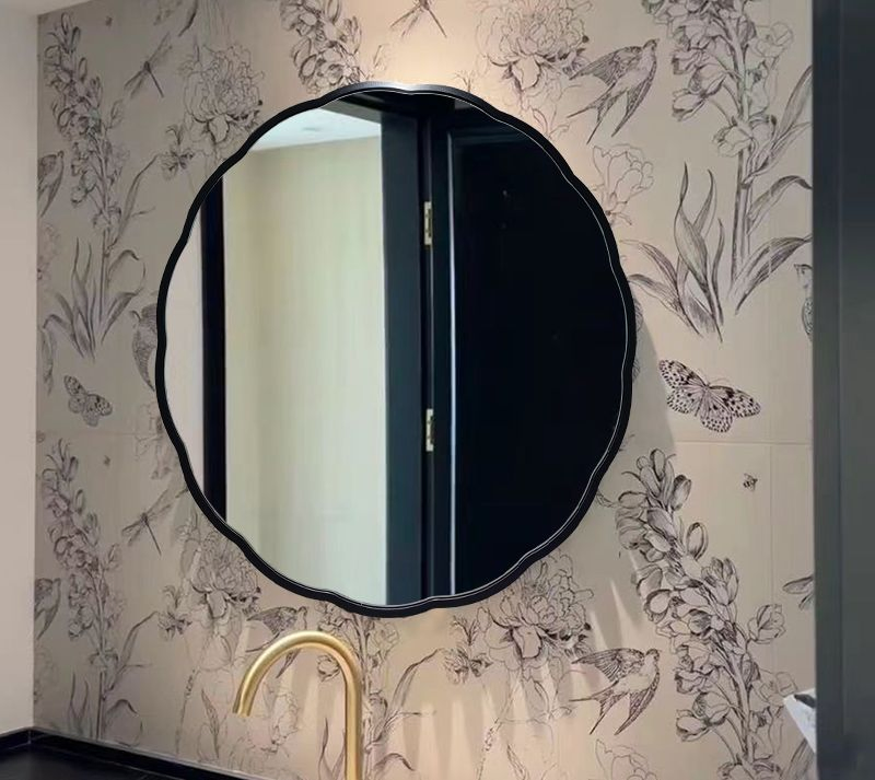 Embrace Modern Round Bathroom Mirror Floral Border Vanity Cor SPA Bathroom Glamour Reflective Focal Point