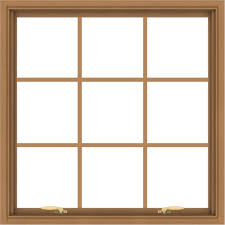  Tempered Double Clear Glass Grille Design Solid Wood Window