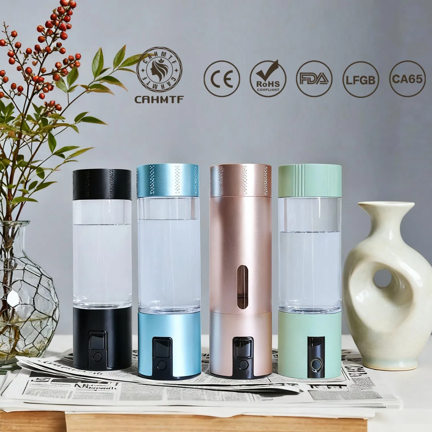 Cahmtf FDA CE Certified Hydrogen Water Bottle - 4.49ppm High Concentration, 8-Year Lifespan for Home/Travel (Argentina Stock)