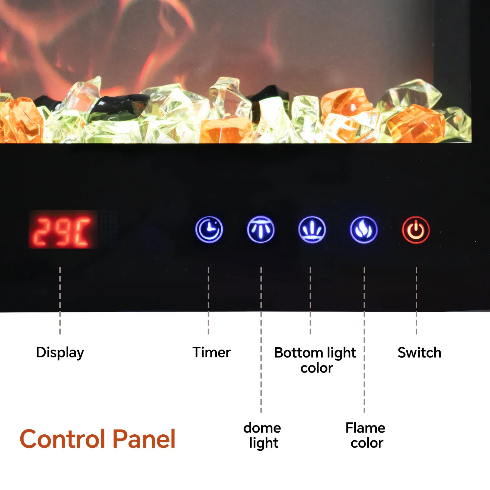 Factory Direct Multi-Color Flame Adjustable Sound Electric Fireplace Compatible for Hotel