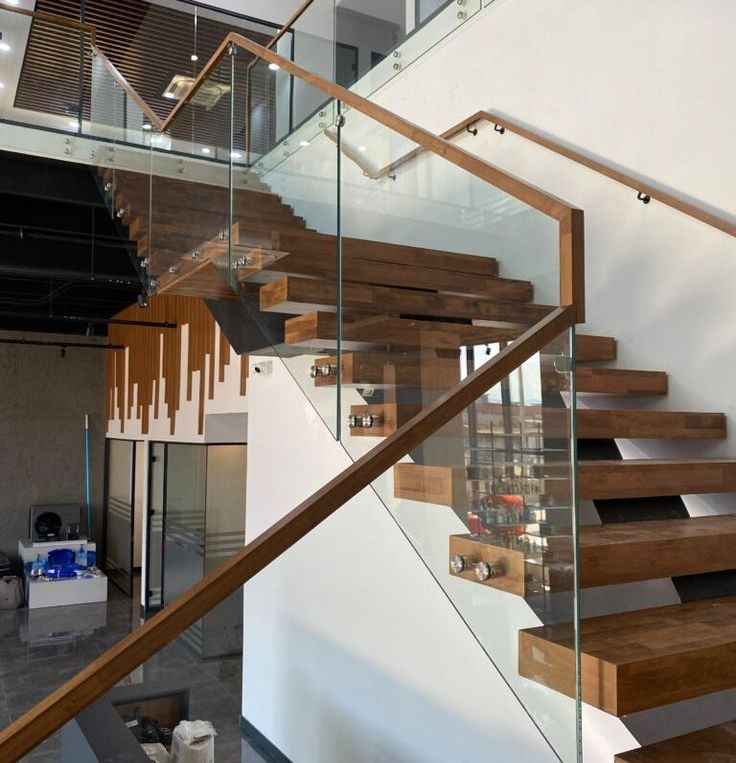 Contemporary Staircase Build Floating Staircase Designs Stairs with Glass Railing and Wood Stepo