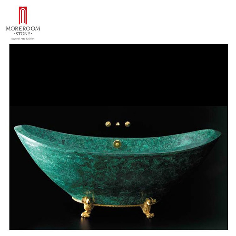 Hotel Luxury Natural Green Malachite Gemstone Bathtub