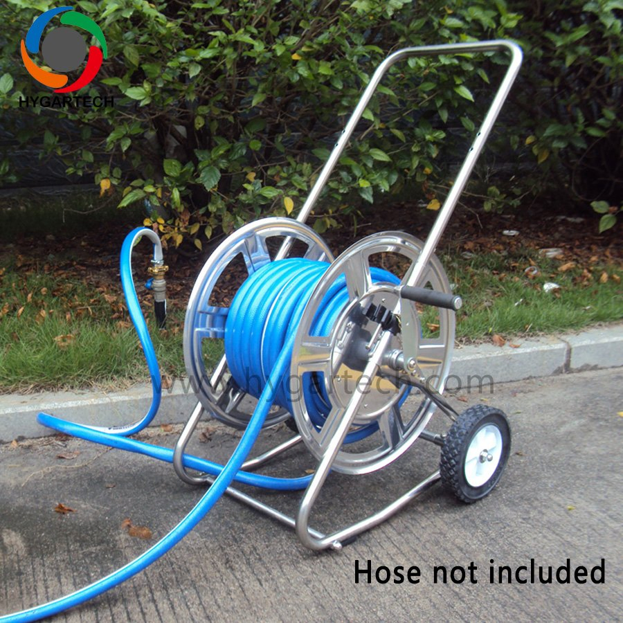 High Durability Metal Trolley Hose Reel Cart Multi-Functional for Washing / Irrigation / Gardening