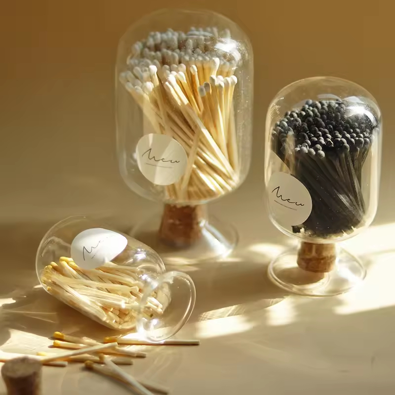Decorative Glass Cloche with Striker Stylish Matches Storage