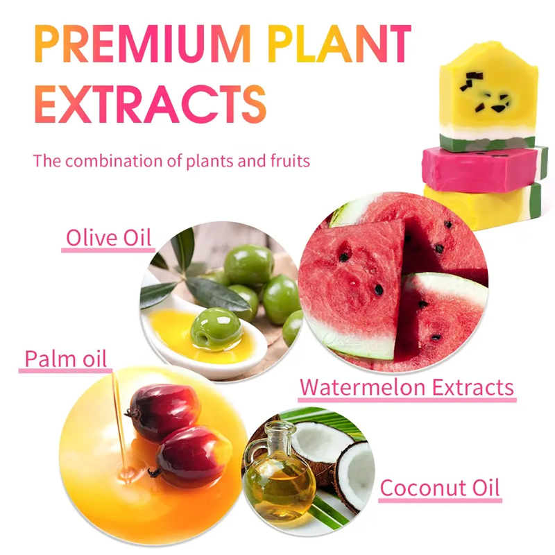 Ditong Private Label Vegan Body Wash Cleansing Moisturizing Watermelon Shape Cold Pressed Handmade Soap