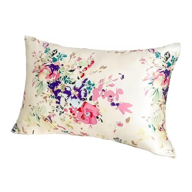 6A Grade Mulberry Silk Pillowcase for Hair and Skin Soft Cooling Both Sides Natural Slip Silk, Floral Print with Zipper