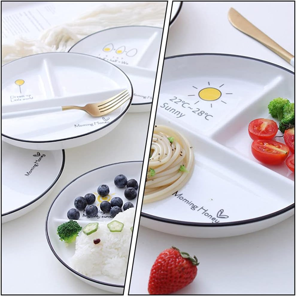 Ceramic Divided Dinner Plates Handmade Porcelain Weight Loss Weight Plate
