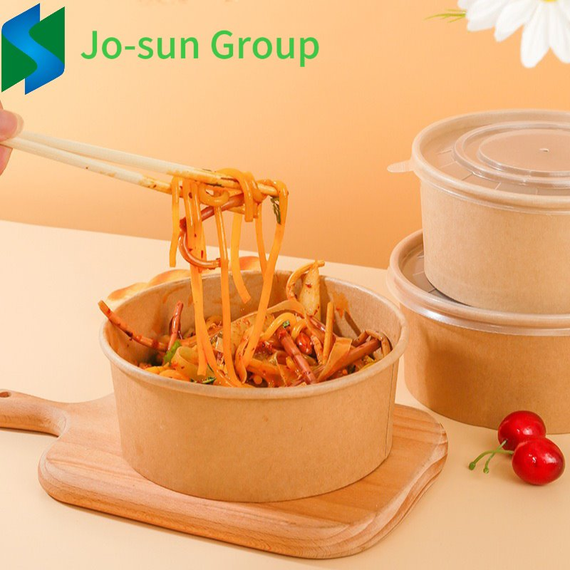 Jo-Sun Custom Logo Disposable Kraft Paper Bowl for Fast Food Salad Bowl