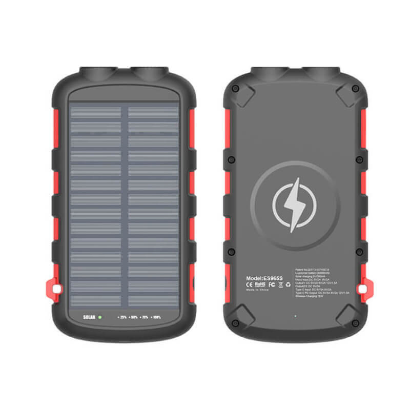 20000mAh Solar Power Bank with Wireless Charging & Dual USB-C Portable