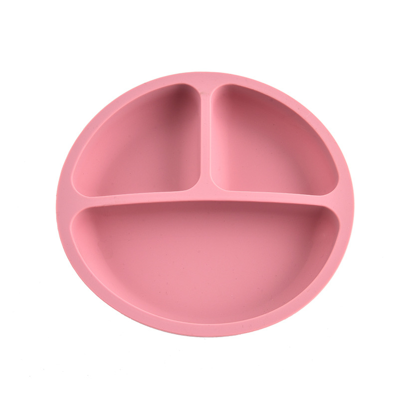 Silicone Baby Food Bowl with Anti-Fall Segmented. Baby Complementary Food Plate with Anti-Fall Silicone Segmented Dish and Suction Cup
