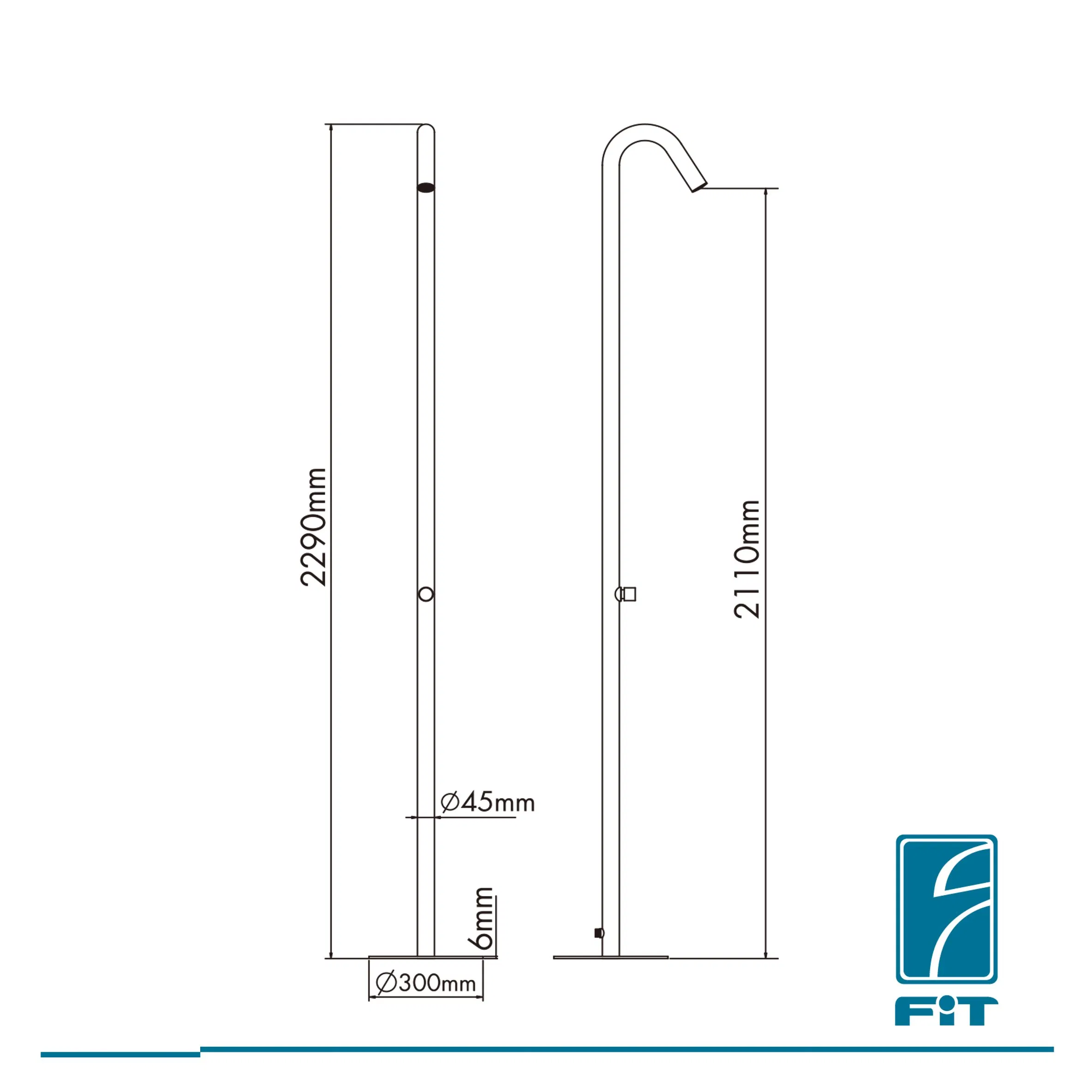 Sanitary Ware Factory Stainless Steel AISI 316L Brushed Mixer Outdoor Shower