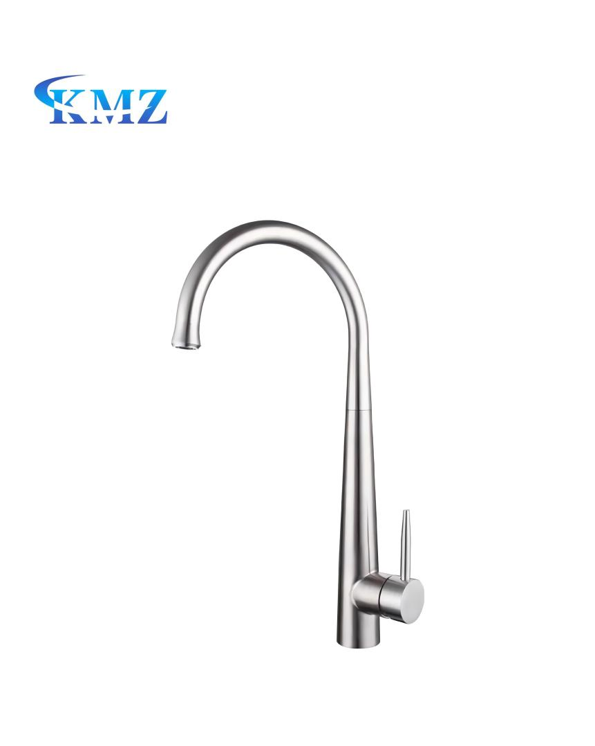 Customized Modern 304 Stainless Steel Brushed Hot and Cold Water Mixer Faucet Kitchen Sink Faucet