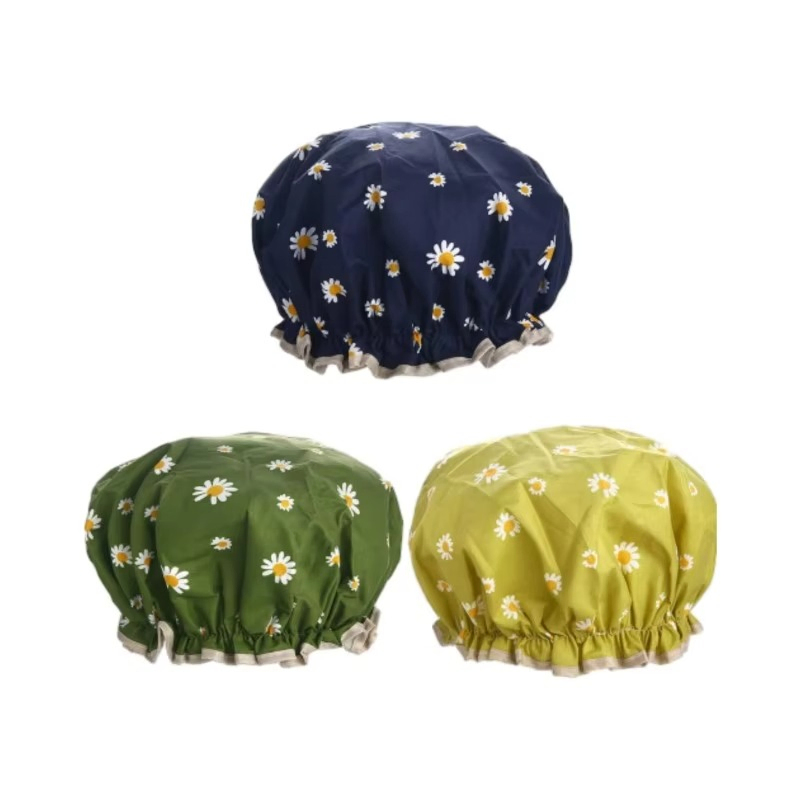 Promotional Hot Sale Waterproof Adjustable Double Layer Lining Shower Caps