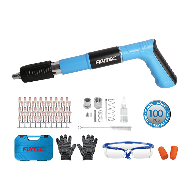 Пневматический гвоздезабиватель Fixtec с регулировкой скорости, 100 шт