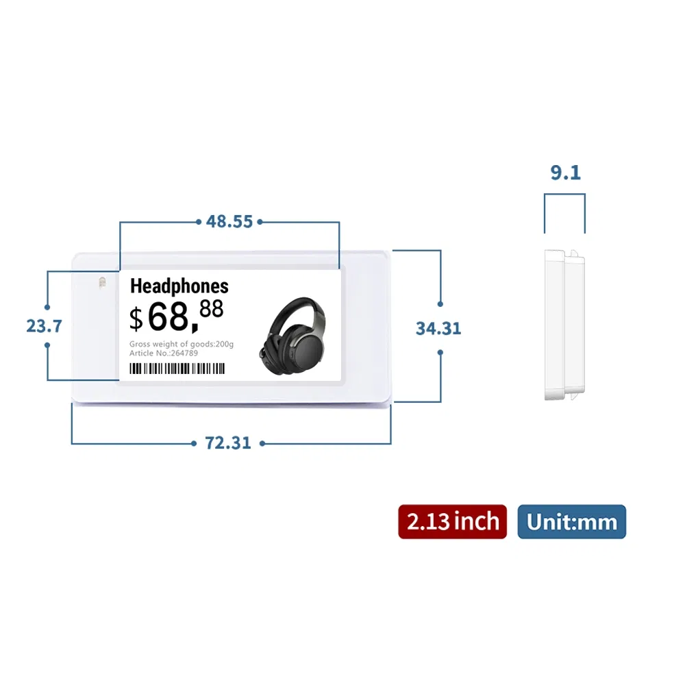 2.13 Inch Black and White ESL Price Tag for Supermarkets