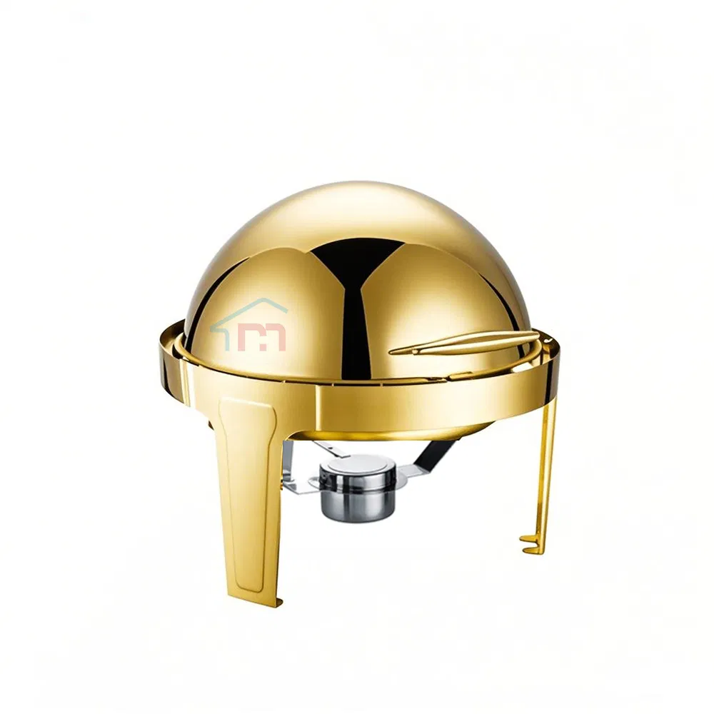Factory Price Gold Stainless Steel Chafing Dish Metal Roll Top Food Warmer