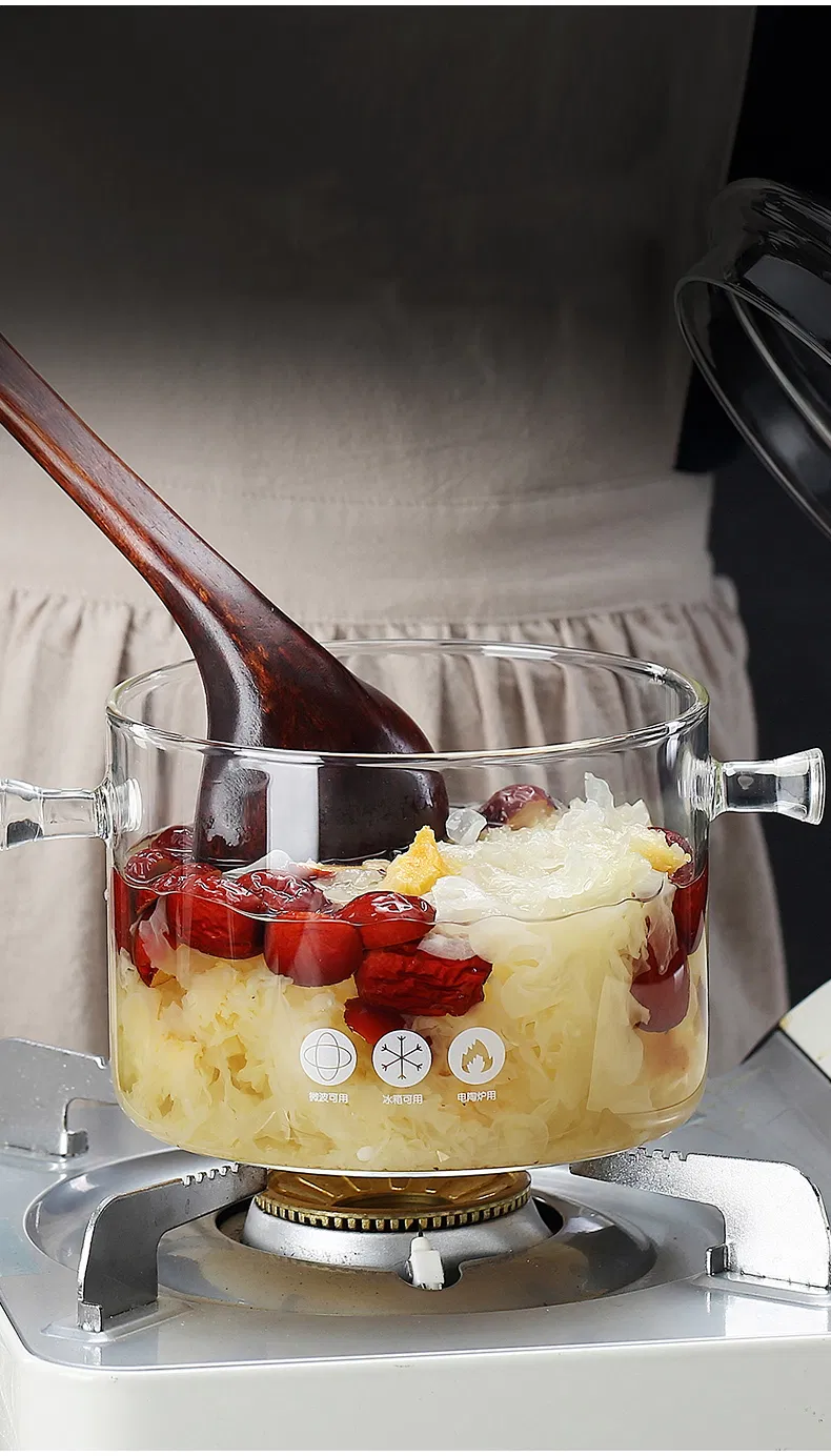 Large Size High Borosilicate Cooking Pot Fire Safe Pyrex Glass Soup Noodle Pot