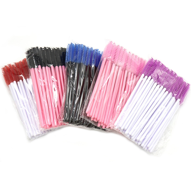 Wholesale 50PCS Per Pack Pink Glitter Disposable Lash Extensions Cleaning Brush Mascara Wands Eye Brow Lash Cleansing Brush