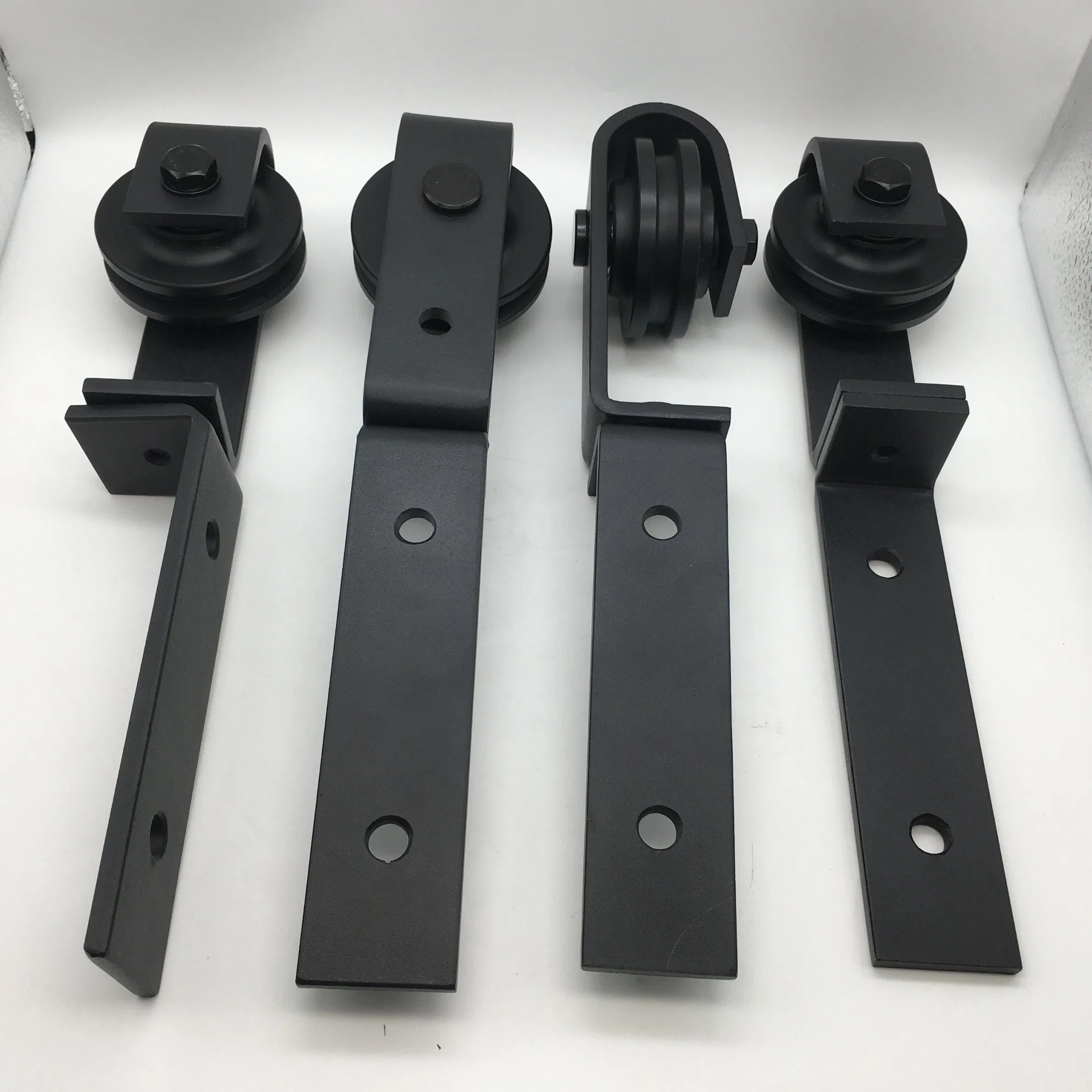 Top Mount Roller Bifold Sliding Barn Door Hardware Kit Black Flat Track Modern
