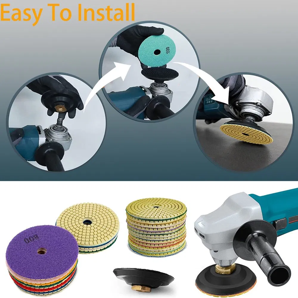 4" Resin Bond Diamond Polishing Pads Sanding Disc Wet Diamond Flexible Polishing Pads for Granite Marble Ceramic