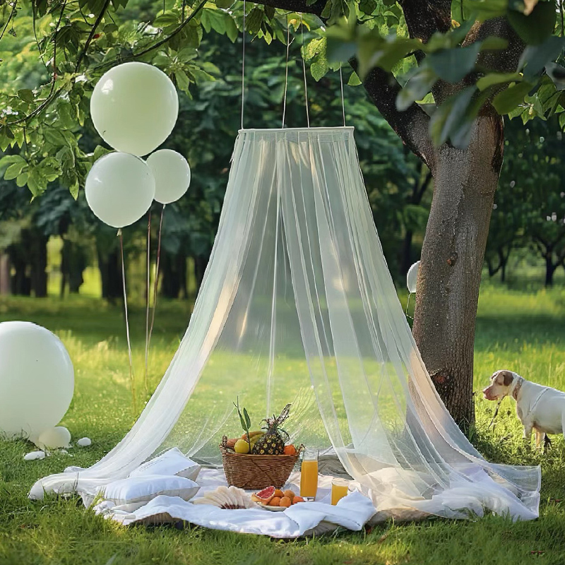 Elegant White Bed Canopy Round Dome Bed Canopy Netting Folded Princess Mosquito Net for Adults
