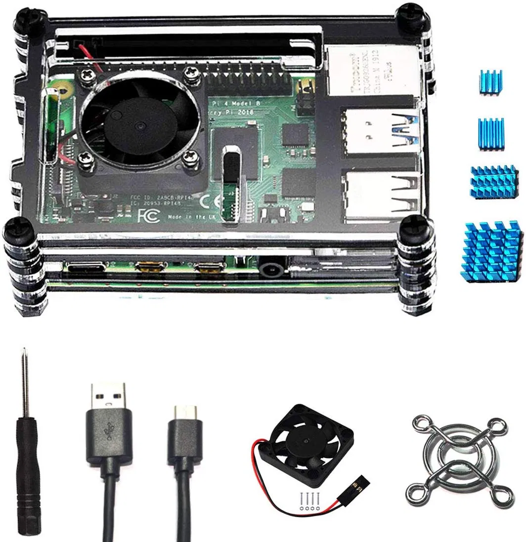 Acrylic Shell Compatible with Raspberry Pi 4model B Accessories Kit