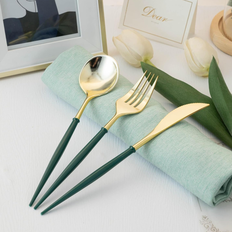 High Quality Luxury Disposable Cutlery Set Spoon Knife Tableware for Wedding, Parties