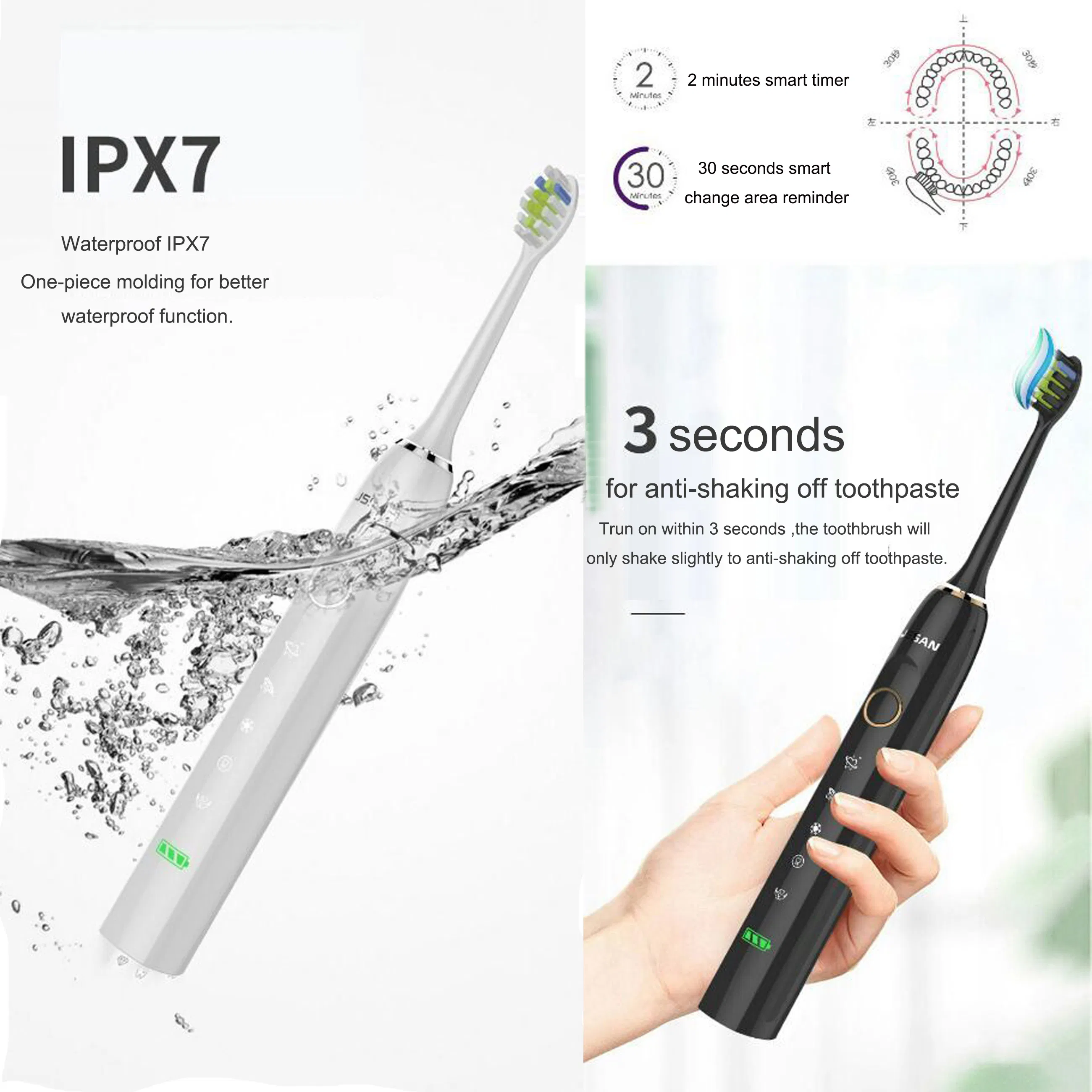 Hot Sale Oral cleaning Wireless Rechargeable D7 Sonic Toothbrush Electric for Adult 5 Mode