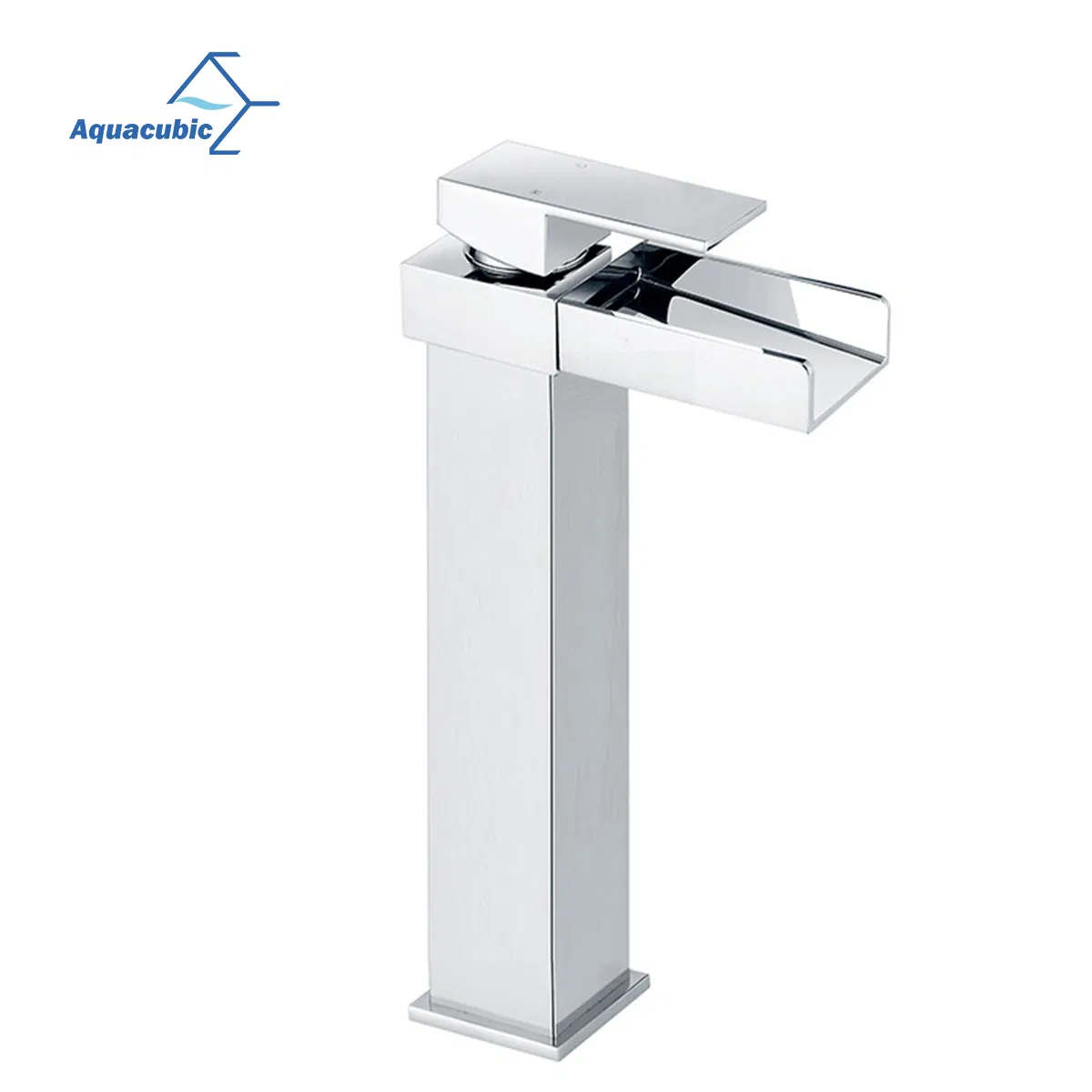 Modern Vanity Faucet Lavatory Mixer Tap Deck Mount Commercial Tall Body Waterfall Spout Single Handle Sink Faucet