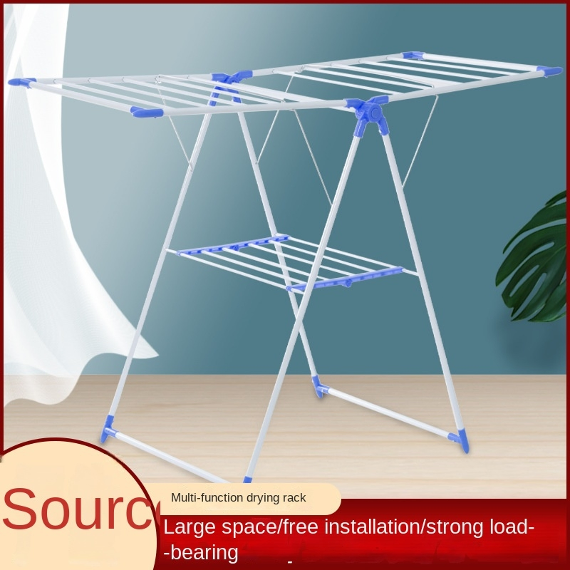 Factory Wholesale Metal Double-Layer Folding Clothes Drying Rack