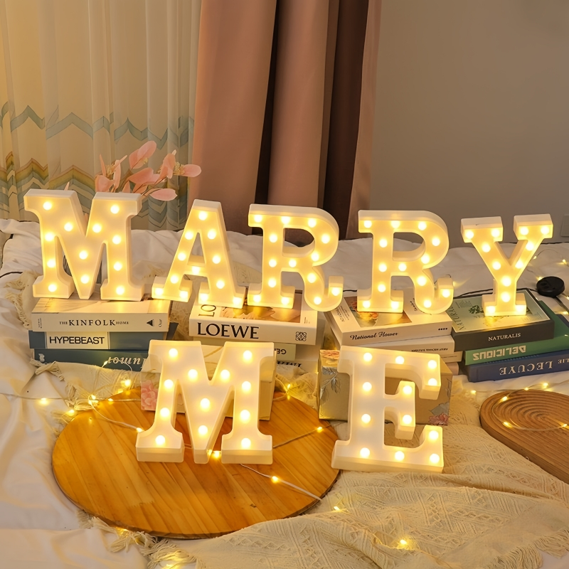 a to Z Marquee Number Letters Lights Decorative Lighted Alphabet Sign for Baby Shower Birthday Engagement Wedding Marry Me Party
