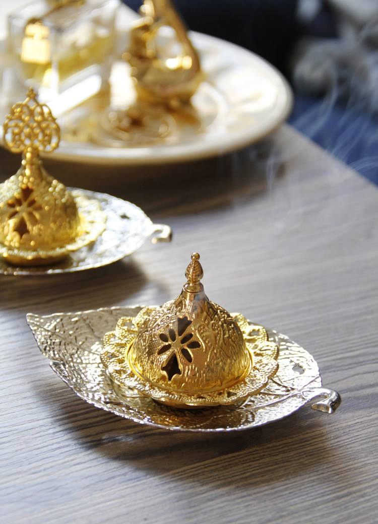 Wholesale High Quality Middle Eastern Arabic Incense Burner Gold Metal Incense Burner
