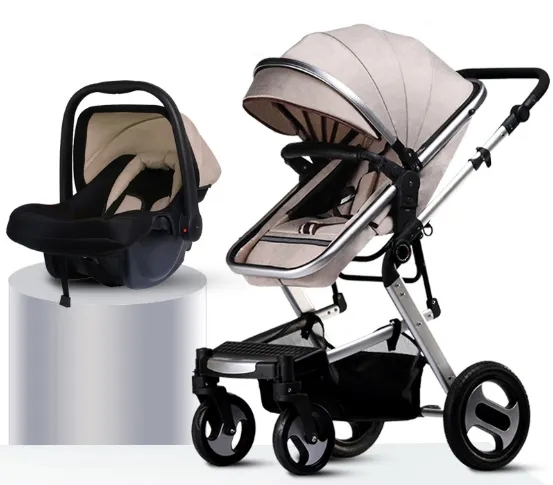 Wholesale High Quality 3 in 1 Baby Prams Luxury Large Wheels High Landscape Baby Stroller