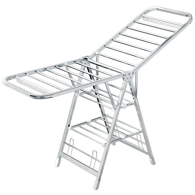 Stainless Steel Foldable Clothes Drying Rack Floor Standing Laundry Rack for Baby Clothes and Blankets